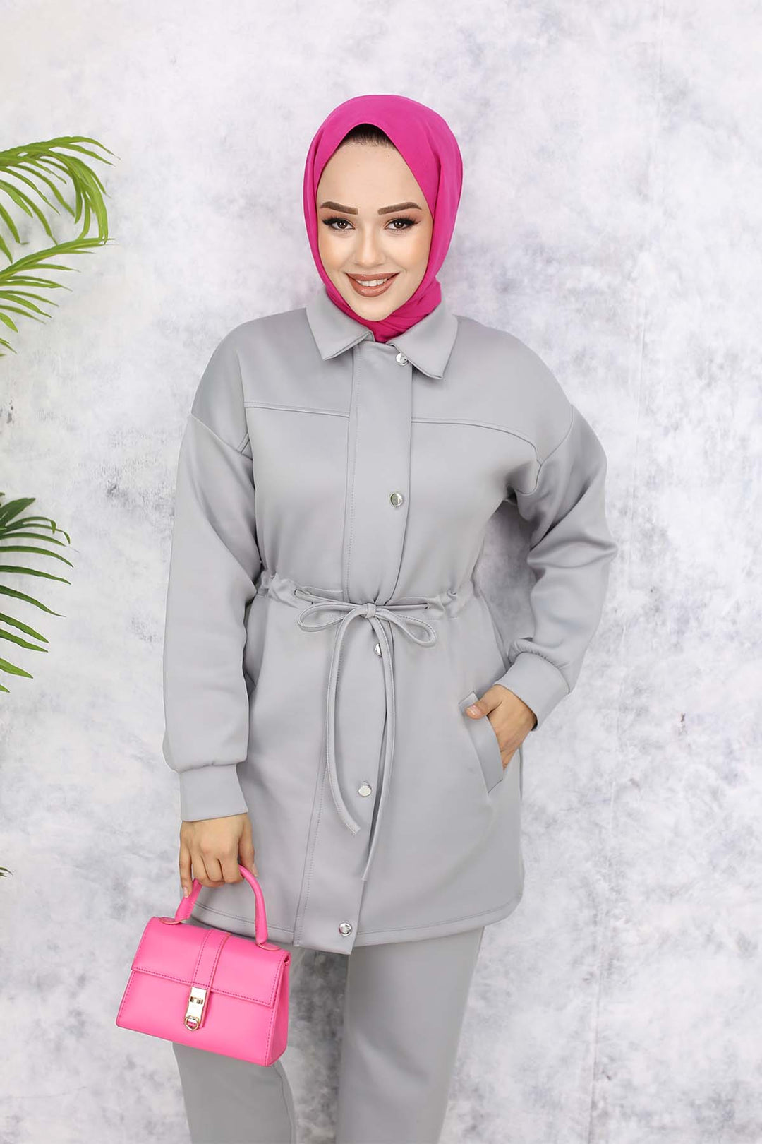 BNG Women Scuba Tesettür Takım Gri 4567 - Poltava