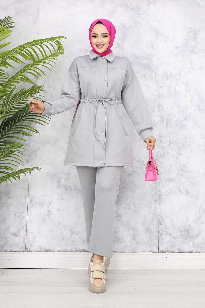 BNG Women Scuba Tesettür Takım Gri 4567 - Poltava