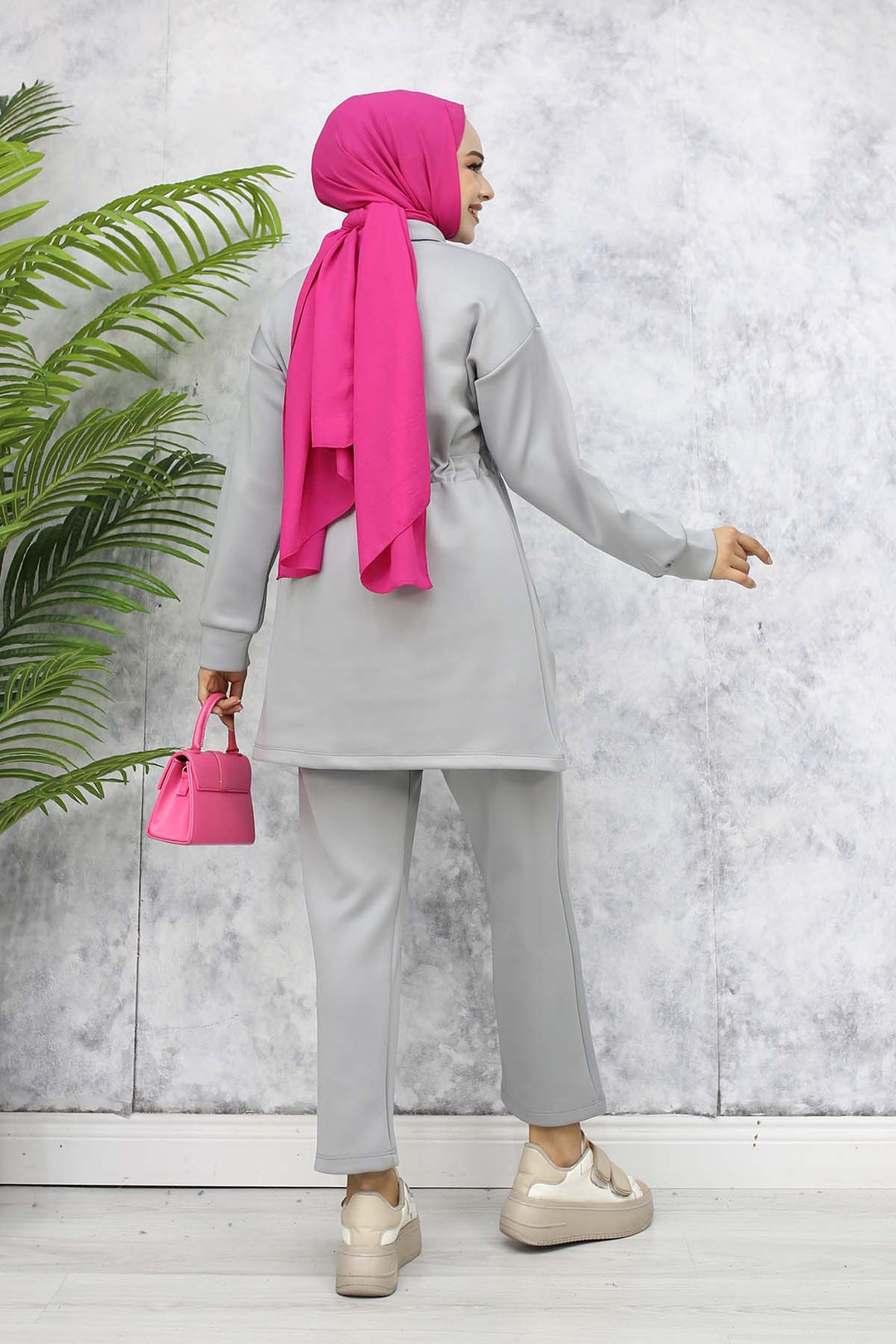 BNG Women Scuba Tesettür Takım Gri 4567 - Poltava