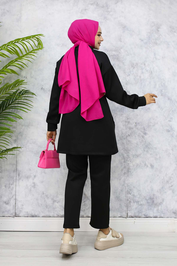 BNG Women Scuba Hijab Suit 4567 Black - Zimapan
