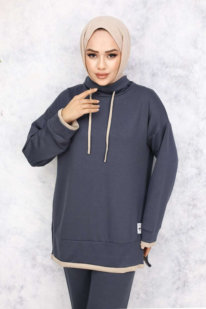 BNG Women Arma Detailed Collar Two-Piece Suit Anthracite 4581 - Andover