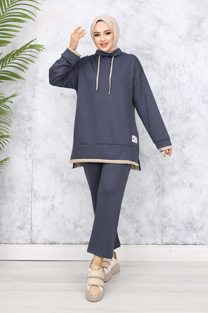 BNG Women Arma Detailed Collar Two-Piece Suit Anthracite 4581 - Andover