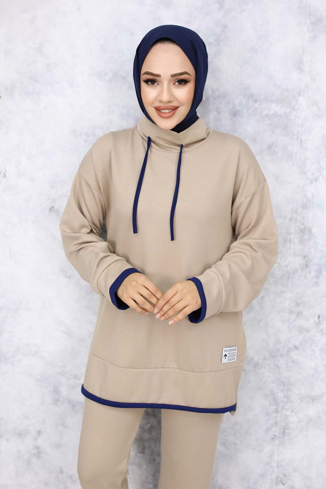 BNG Women Detailed Collar Two-Piece Beige Suit 4581 - Sassari