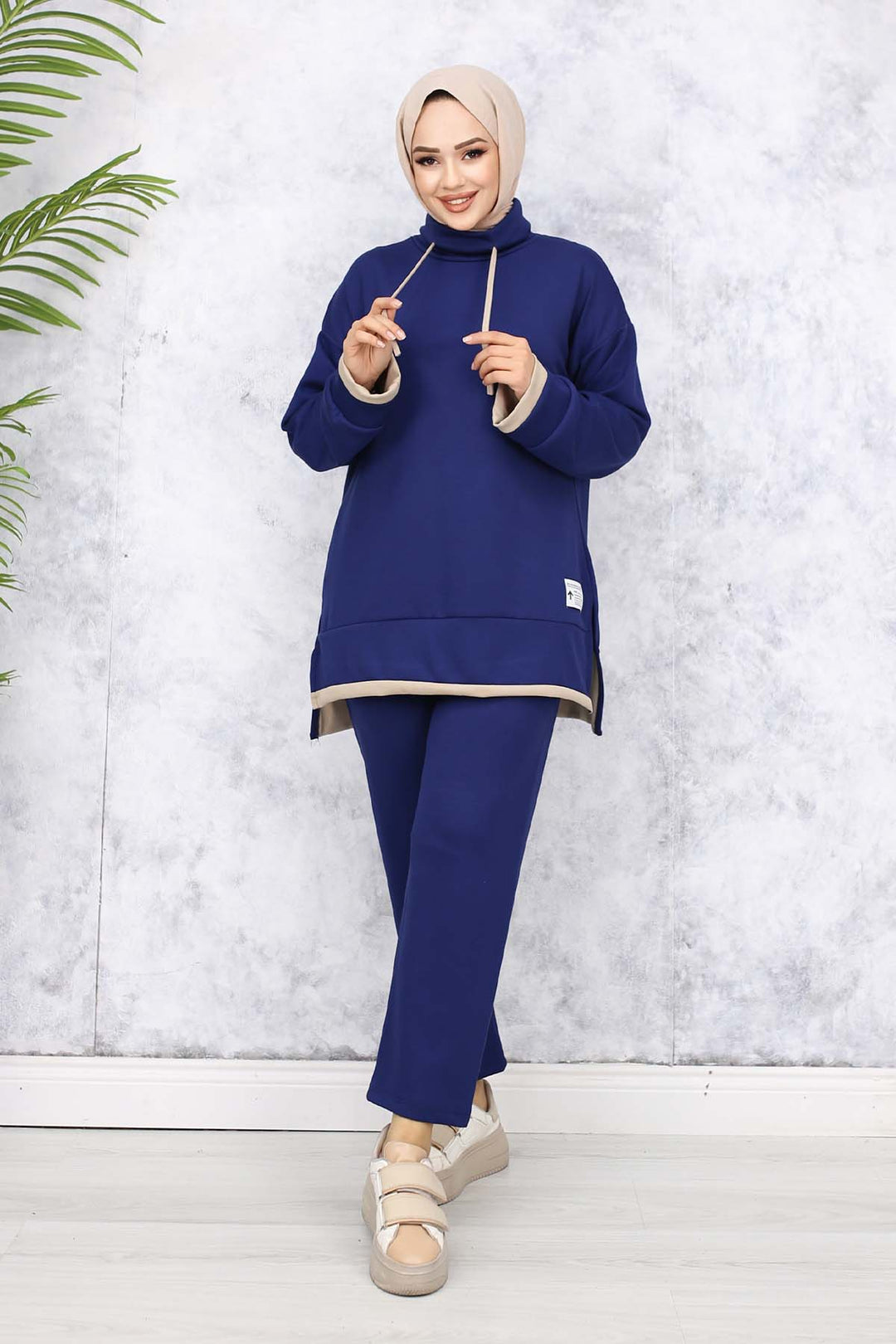 BNG Women Detailed Collar Two-Piece Navy Blue Suit 4581 - Makiivka
