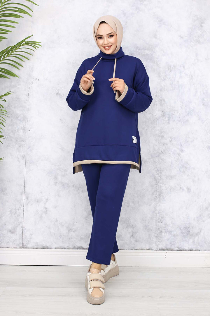 BNG Women Detailed Collar Two-Piece Navy Blue Suit 4581 - Makiivka
