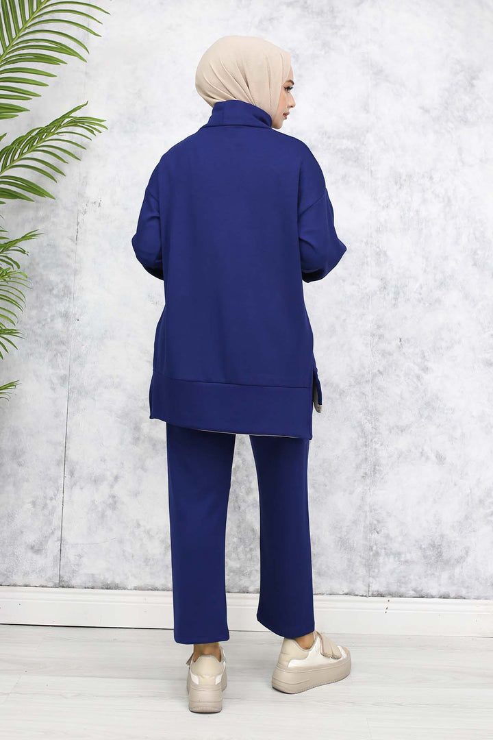 BNG Women Detailed Collar Two-Piece Navy Blue Suit 4581 - Kostiantynivka