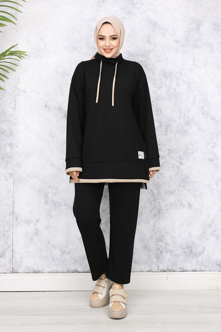 BNG Women Detailed Collar Two-Piece Black Suit 4581 - Rahovec