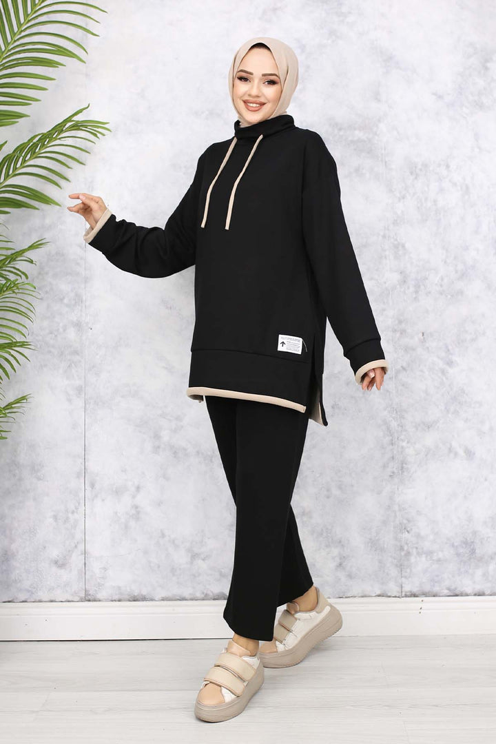 BNG Women Detailed Collar Two-Piece Black Suit 4581 - Beloeil