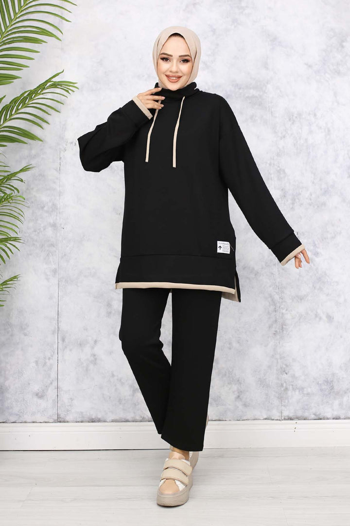 BNG Women Detailed Collar Two-Piece Black Suit 4581 - Rahovec