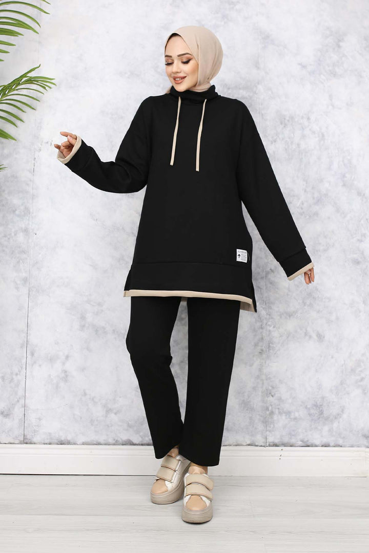 BNG Women Detailed Collar Two-Piece Black Suit 4581 - Beloeil
