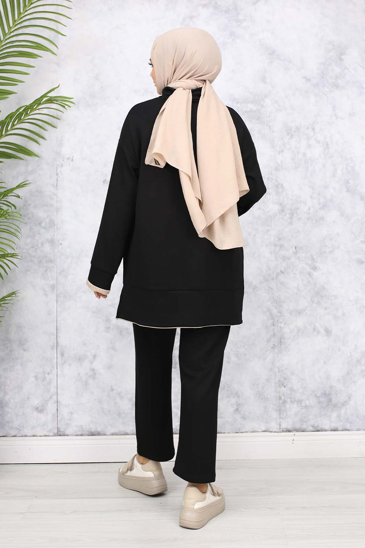 BNG Women Detailed Collar Two-Piece Black Suit 4581 - Rahovec