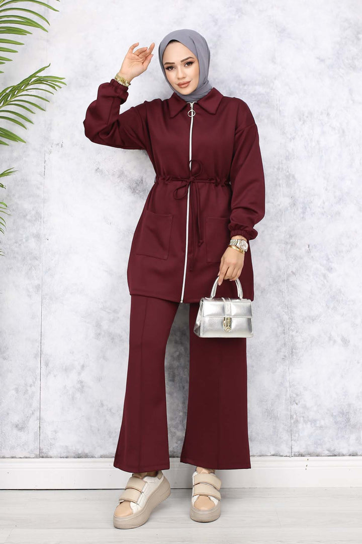 BNG Women Scuba Twin Set Burgundy 4565 - Cathedral City