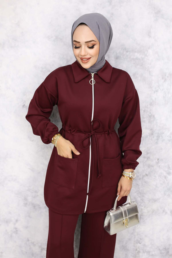 BNG Women Scuba Twin Set Burgundy 4565 - Cathedral City