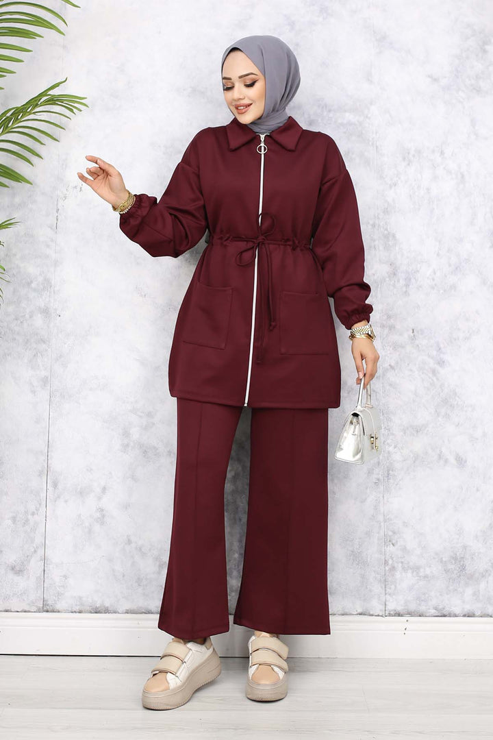 BNG Women Scuba Twin Set Burgundy 4565 - Cathedral City