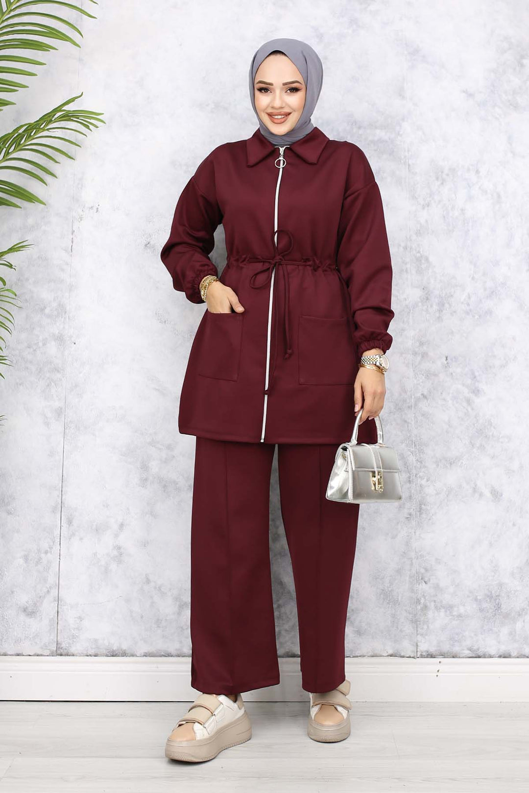 BNG Women Scuba Twin Set Burgundy 4565 - Cathedral City