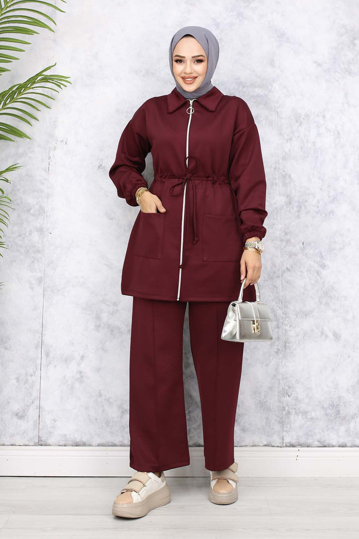 BNG Women Scuba Twin Set Burgundy 4565 - Cathedral City