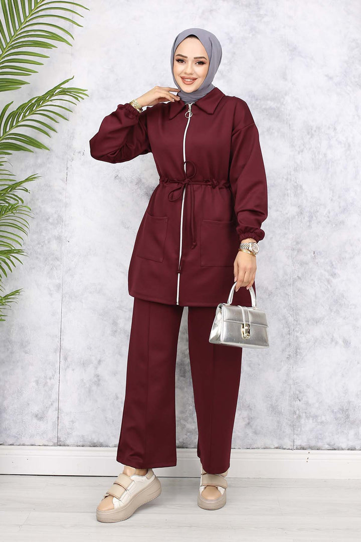 BNG Women Scuba Twin Set Burgundy 4565 - Cathedral City