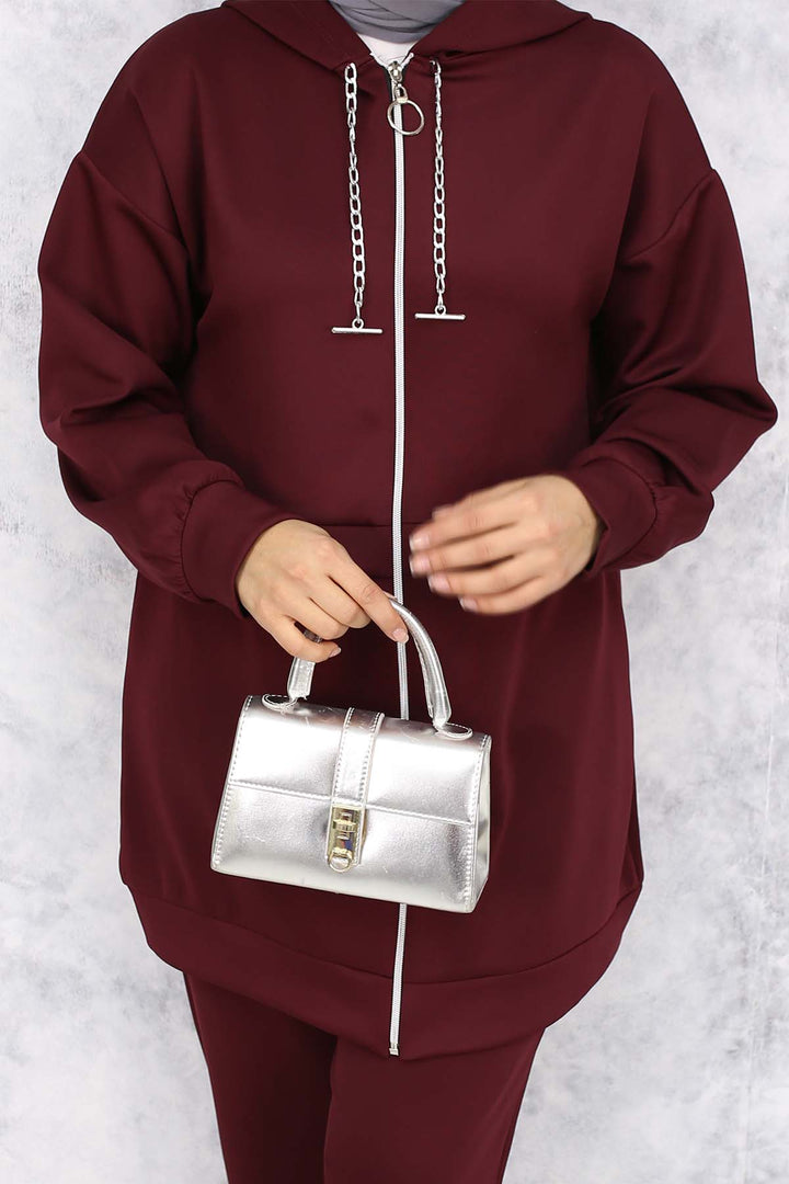 BNG Women Zincir Detaylı Scuba Takım Bordo 4566 - Avondale