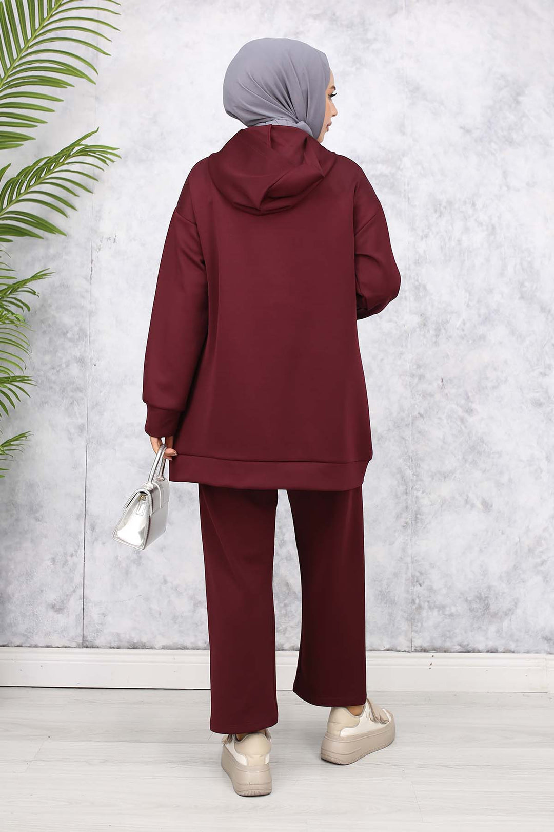 BNG Women Zincir Detaylı Scuba Takım Bordo 4566 - Avondale