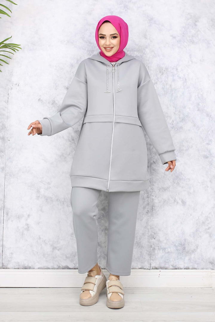 BNG Women Zincir Detaylı Scuba Takım Gri 4566 - Cisterna di Latina