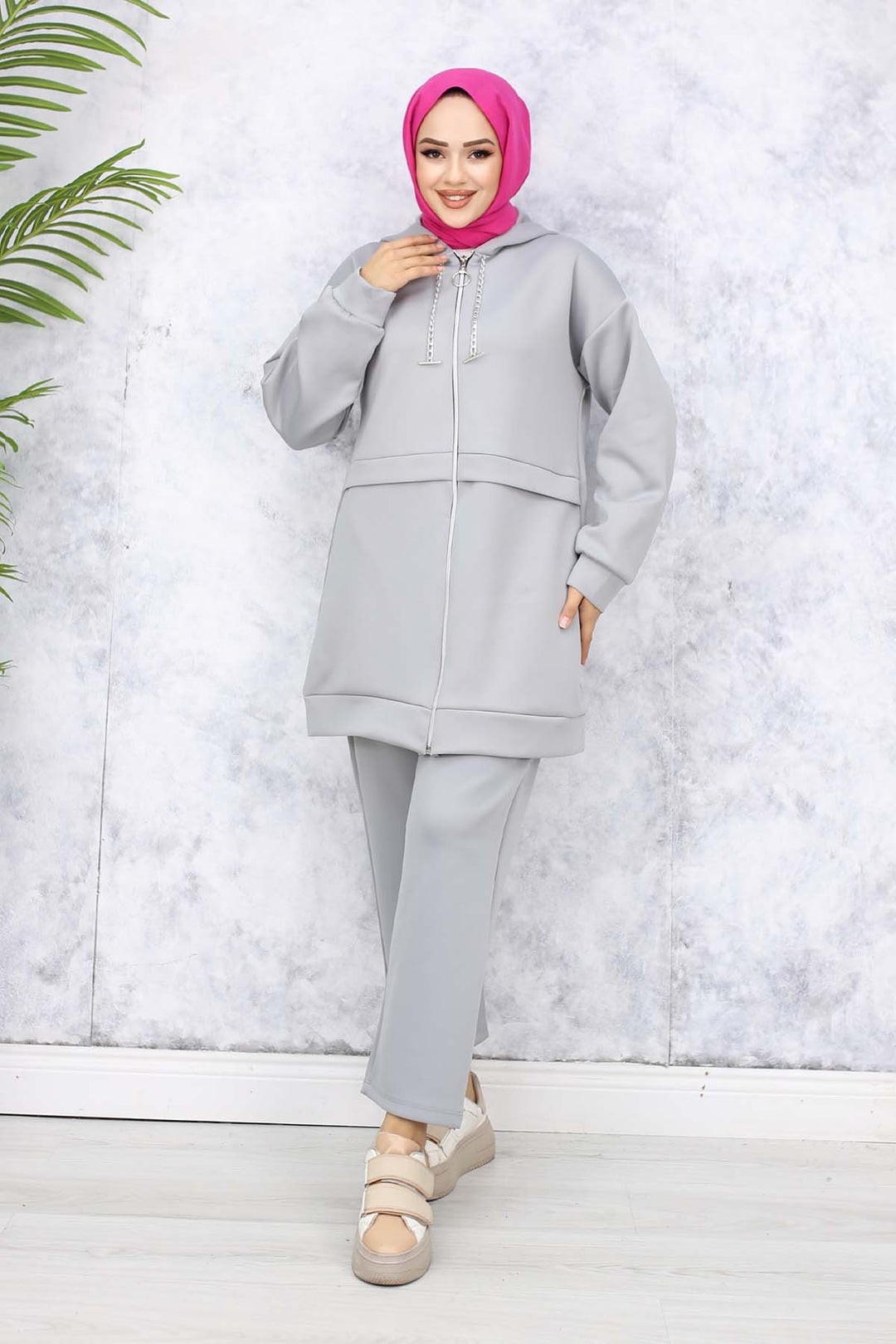 BNG Women Zincir Detaylı Scuba Takım Gri 4566 - Cisterna di Latina