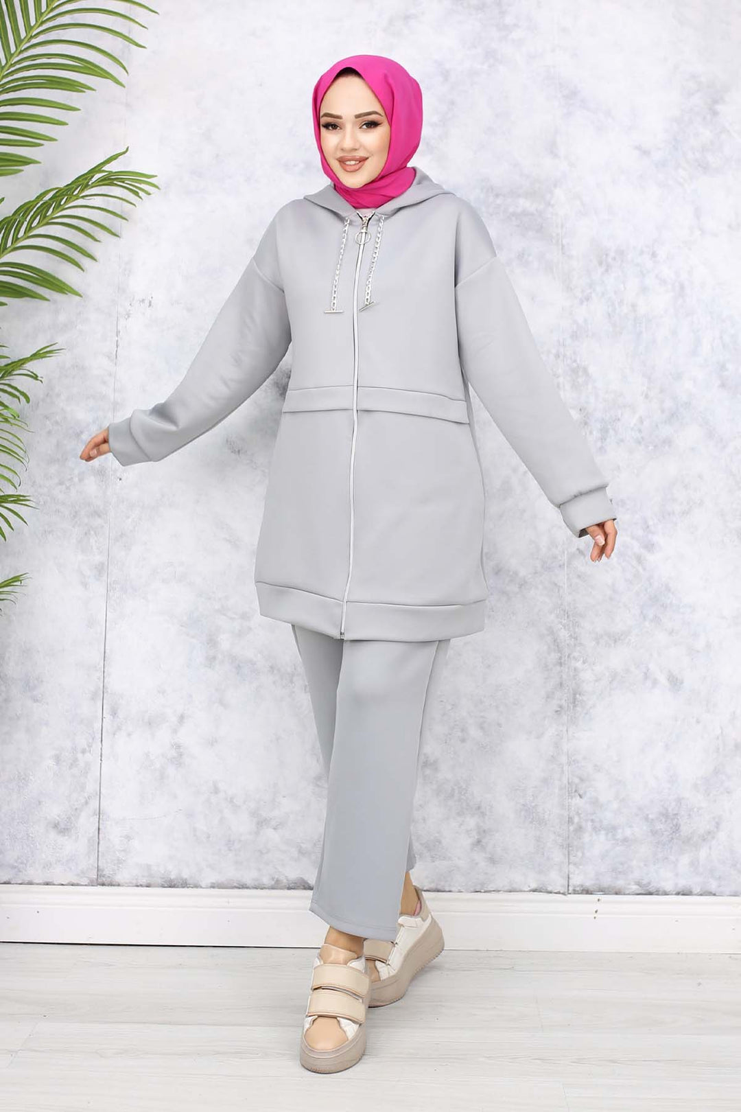 BNG Women Zincir Detaylı Scuba Takım Gri 4566 - Cisterna di Latina