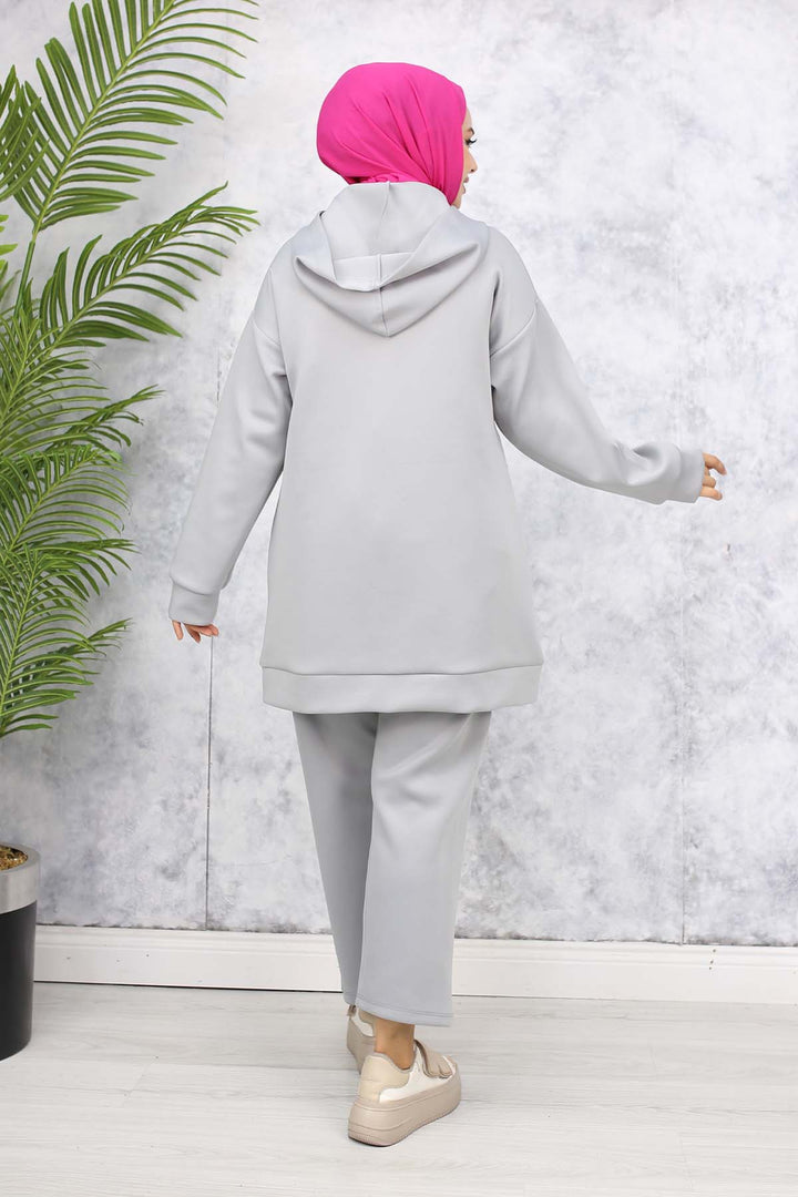 BNG Women Zincir Detaylı Scuba Takım Gri 4566 - Cisterna di Latina