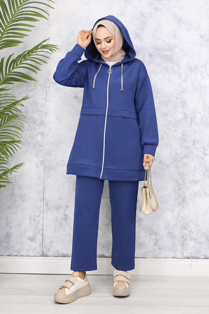 BNG Women Chain Detailed Scuba Set Indigo 4566 - Jackson