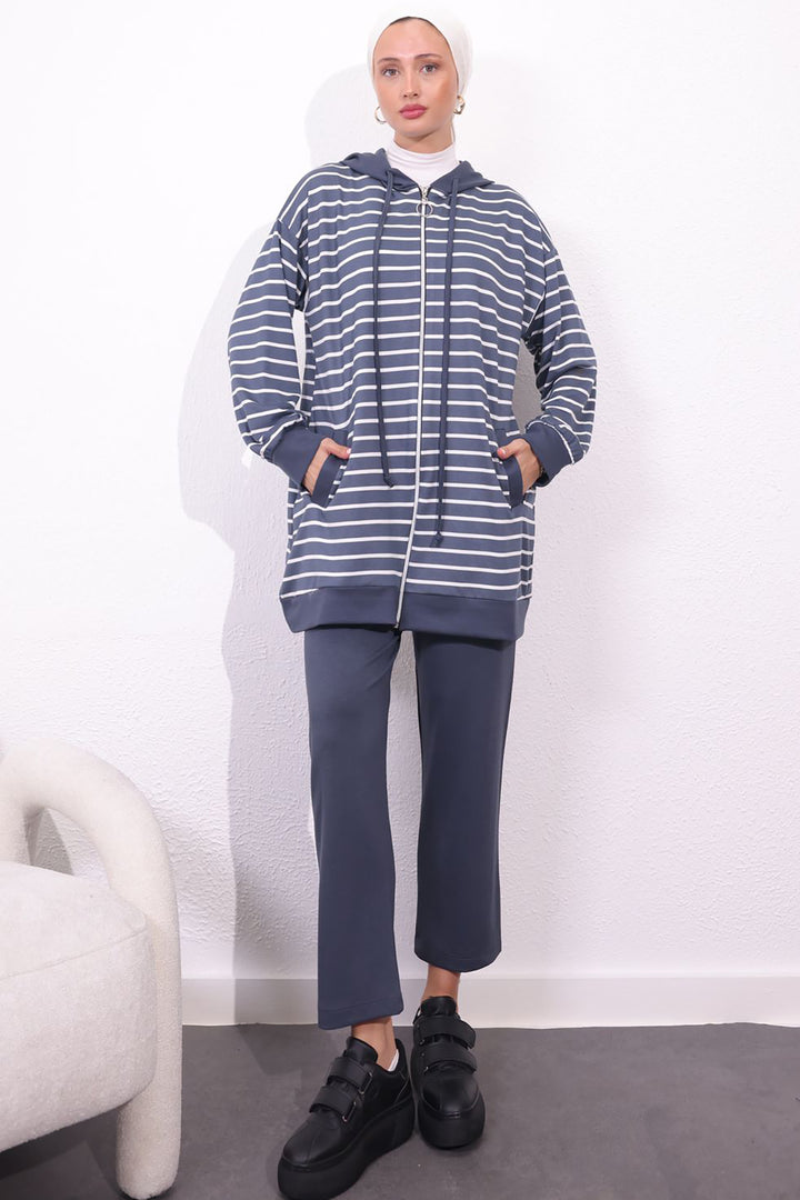 BNG Women Striped Two-Piece Suit Anthracite - Glendale