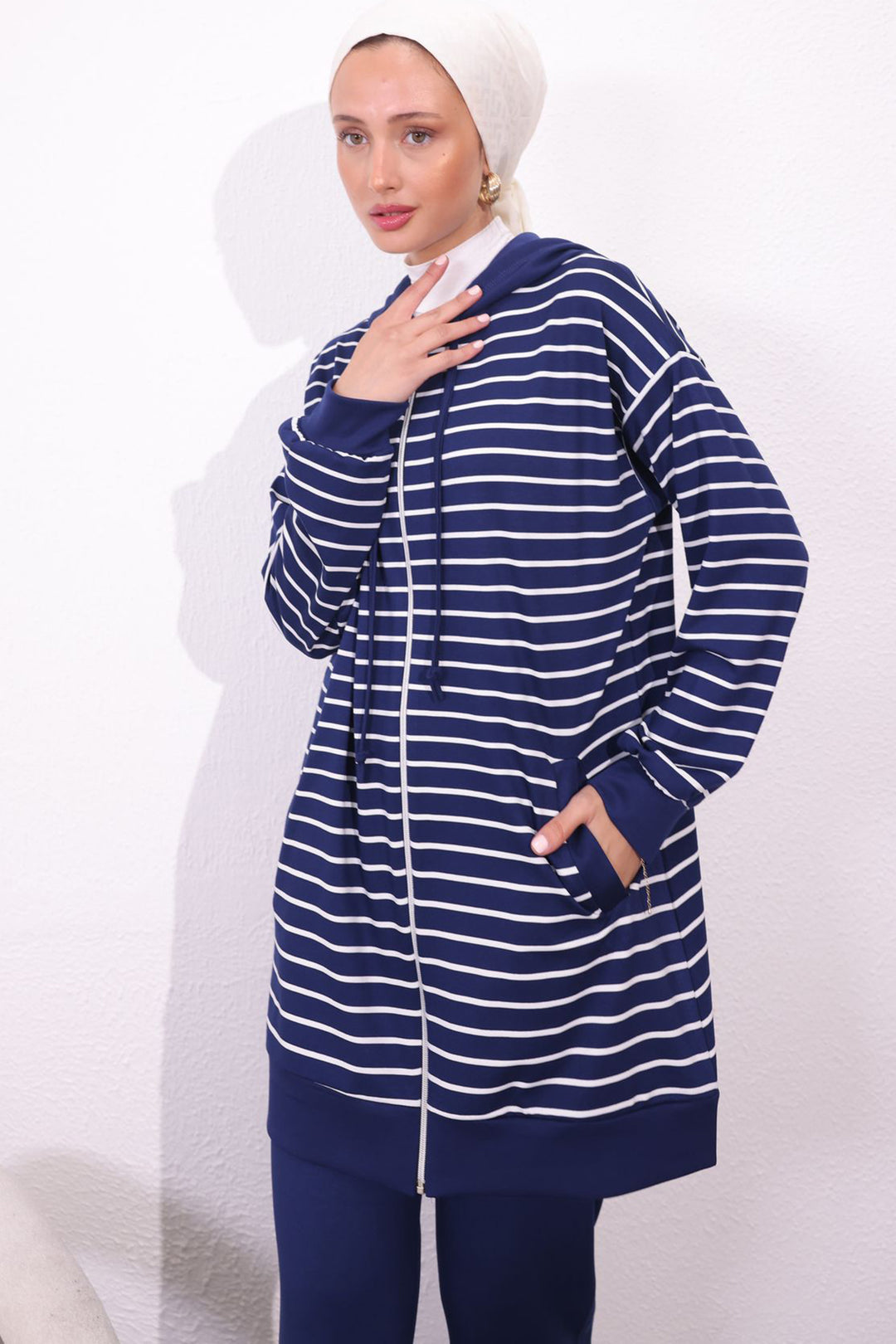 BNG Women Striped Duo Set Navy - Huntington Beach