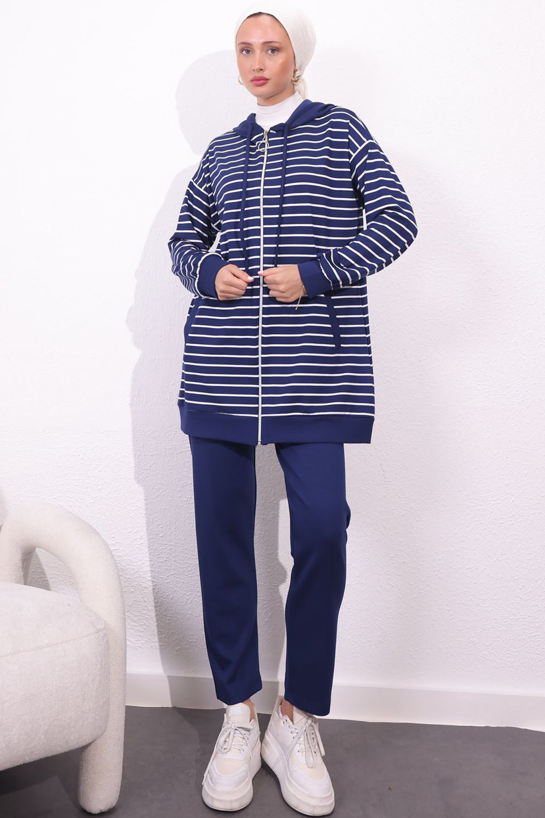 BNG Women Striped Duo Set Navy - Huntington Beach