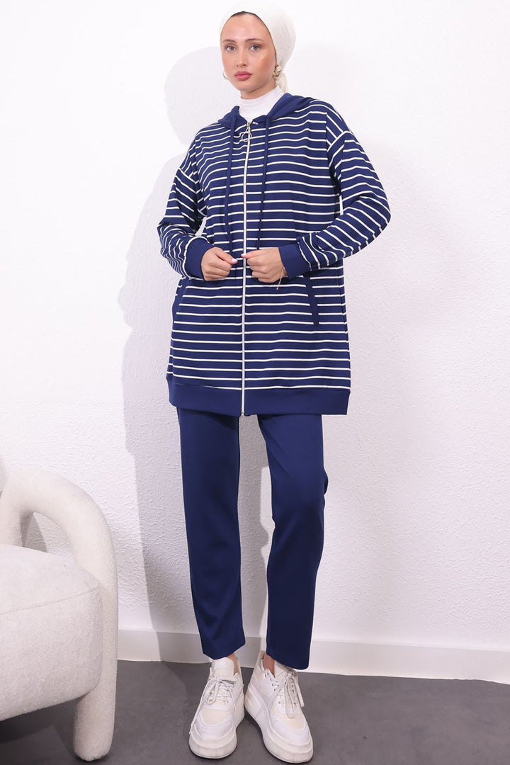 BNG Women Striped Duo Set Navy - Huntington Beach