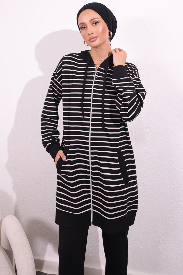 BNG Women Striped Two-Piece Suit Black - Nizhyn