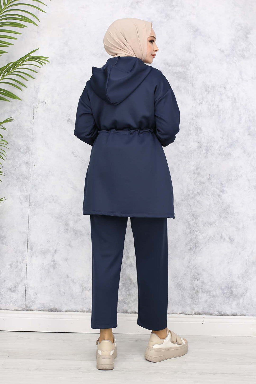 BNG Women Neck Detailed Scuba Two Piece Set Anthracite 4596 - Apaseo el Alto