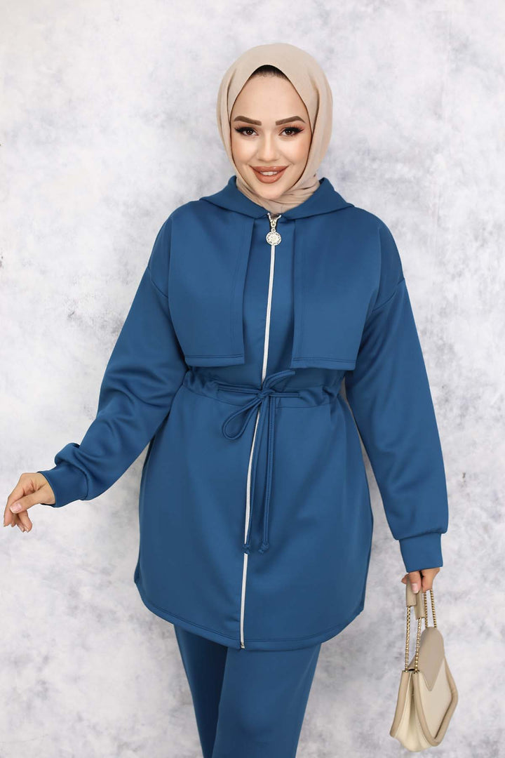 BNG Women Yaka Detaylı Scuba İkili Takım Petrol 4596 - Palenque