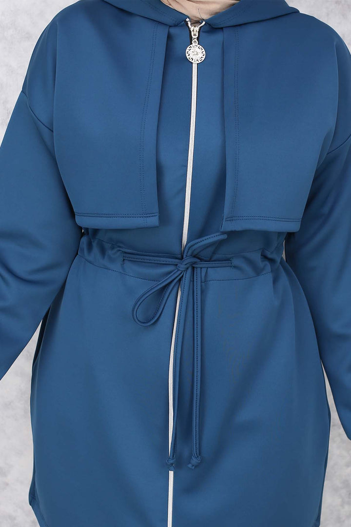 BNG Women Neck Detailed Scuba Two Piece Set Petrol 4596 - Zhlobin