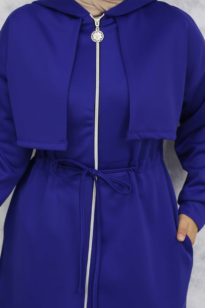 BNG Women Neck Detailed Scuba Two Piece Set Sax Blue 4596 - Marlboro