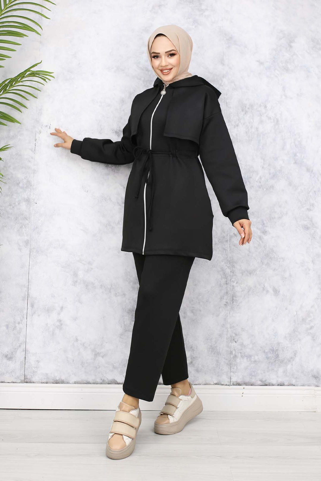 BNG Women Neck Detailed Scuba Two Piece Set Black 4596 - Cuautitlán