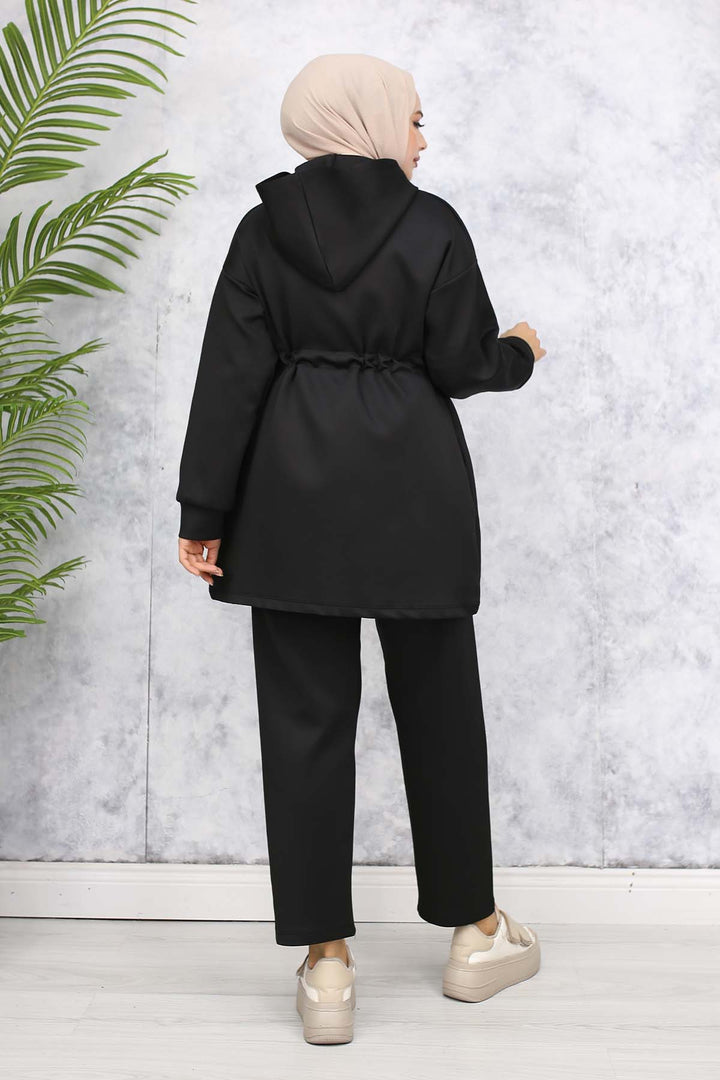 BNG Women Neck Detailed Scuba Two Piece Set Black 4596 - Cuautitlán