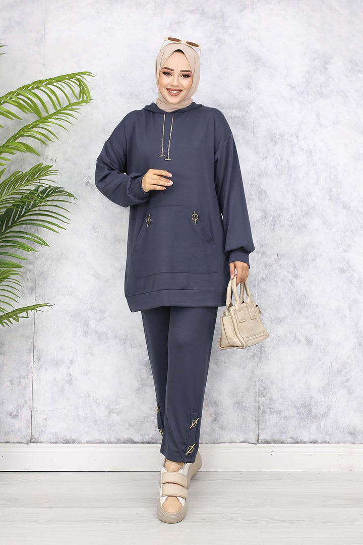 BNG Women Gold Accessorized Two-Piece Set 4580 Anthracite - Saint Helens