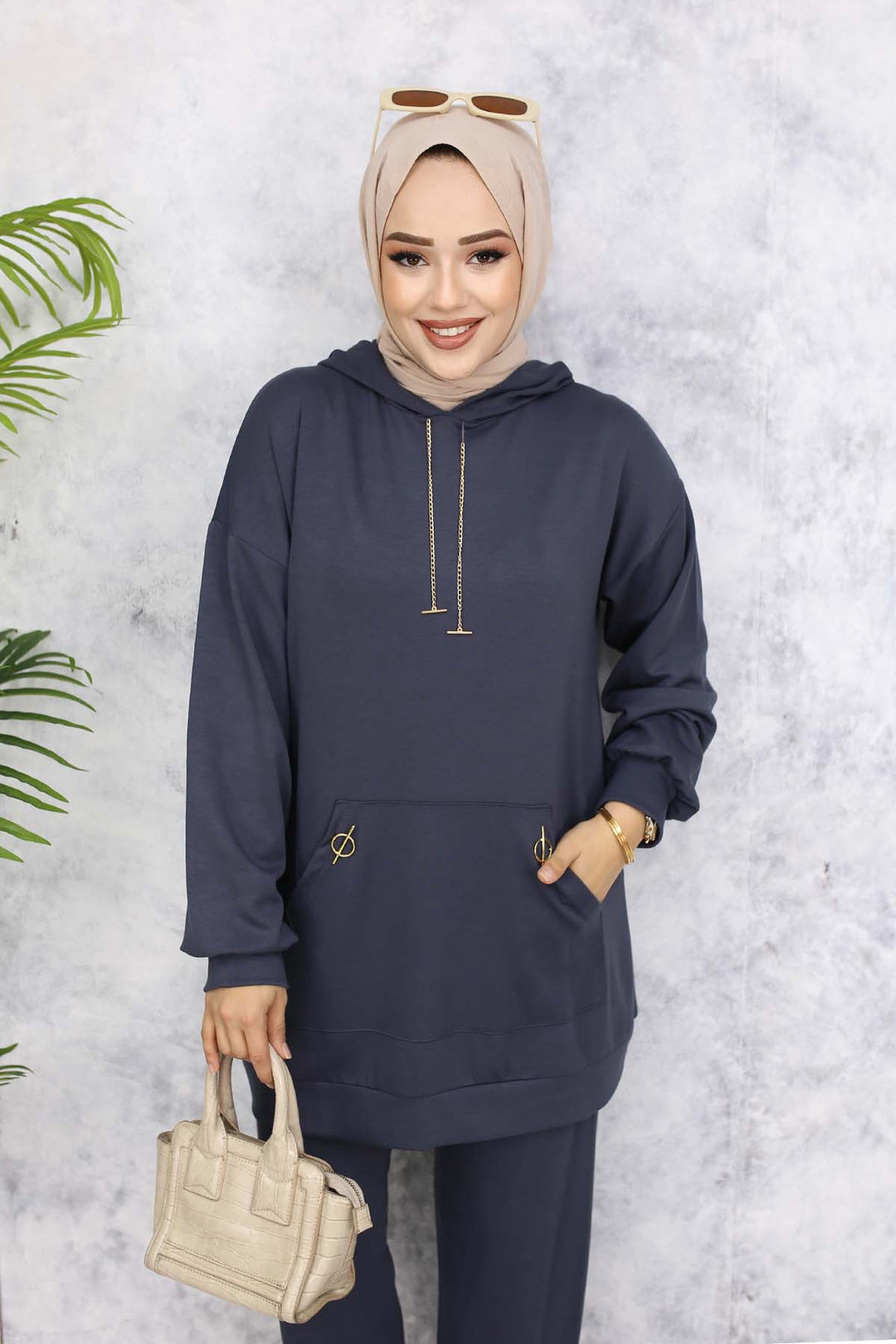 BNG Women Gold Accessorized Two-Piece Set 4580 Anthracite - Saint Helens