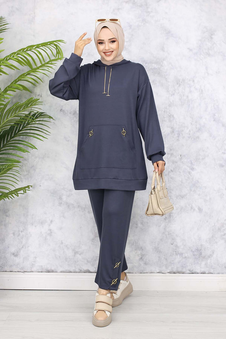 BNG Women Gold Accessorized Two-Piece Set 4580 Anthracite - Saint Helens