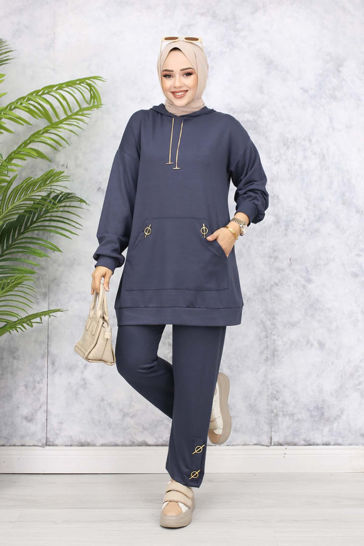 BNG Women Gold Accessorized Two-Piece Set 4580 Anthracite - Saint Helens