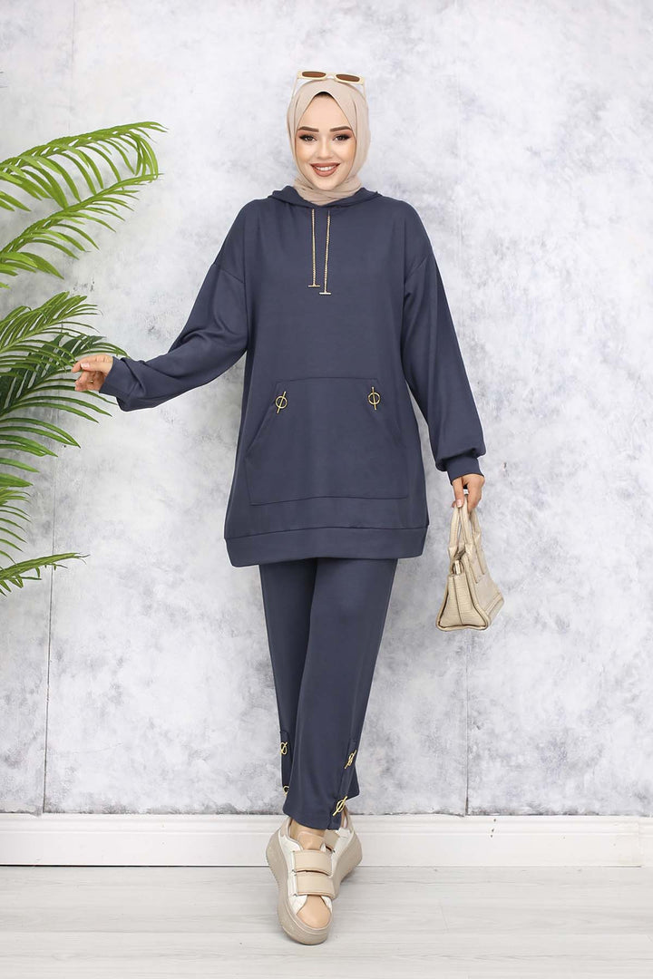 BNG Women Gold Accessorized Two-Piece Set 4580 Anthracite - Saint Helens