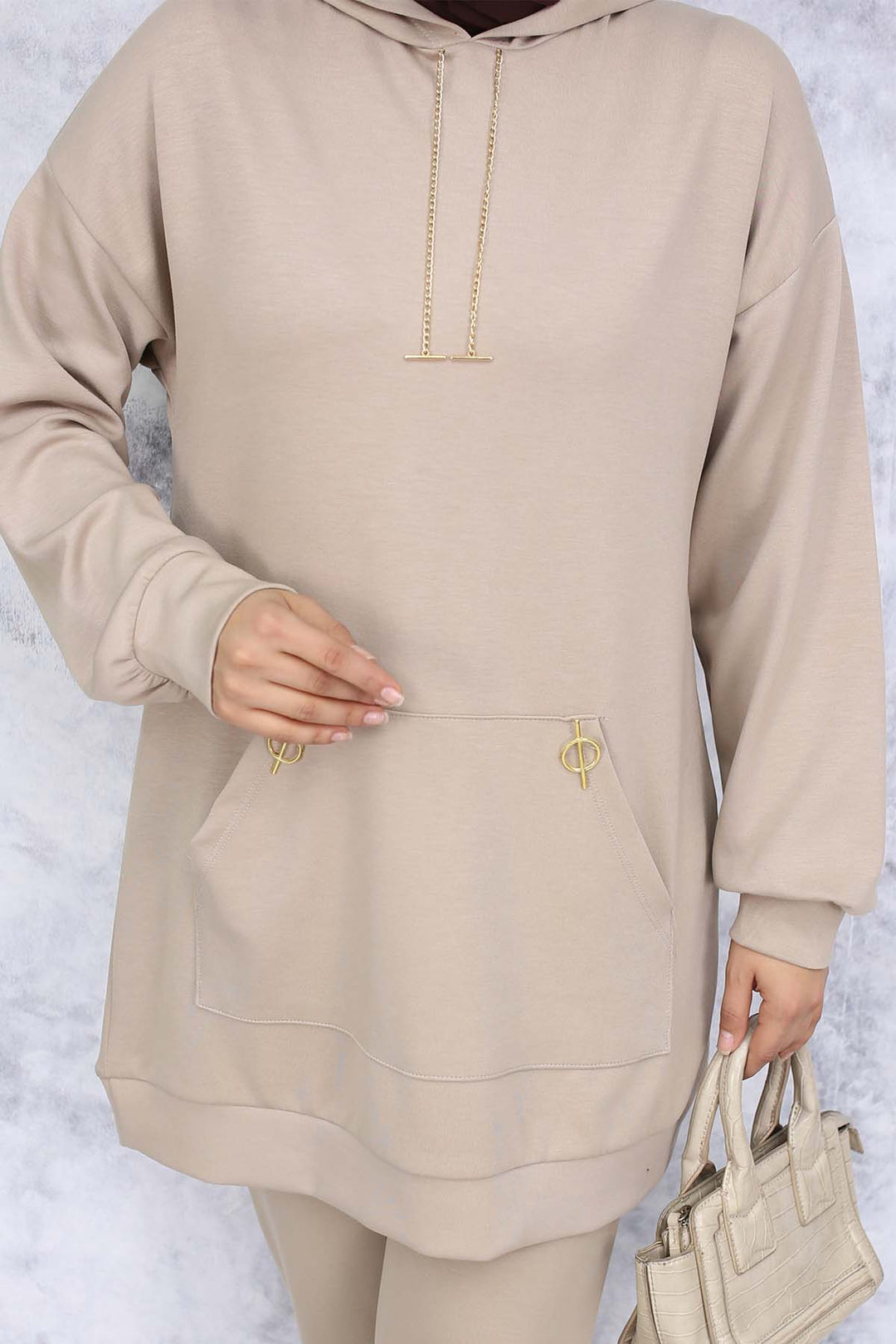 BNG Women Gold Accessorized Two-Piece Set Beige 4580 - Toretsk