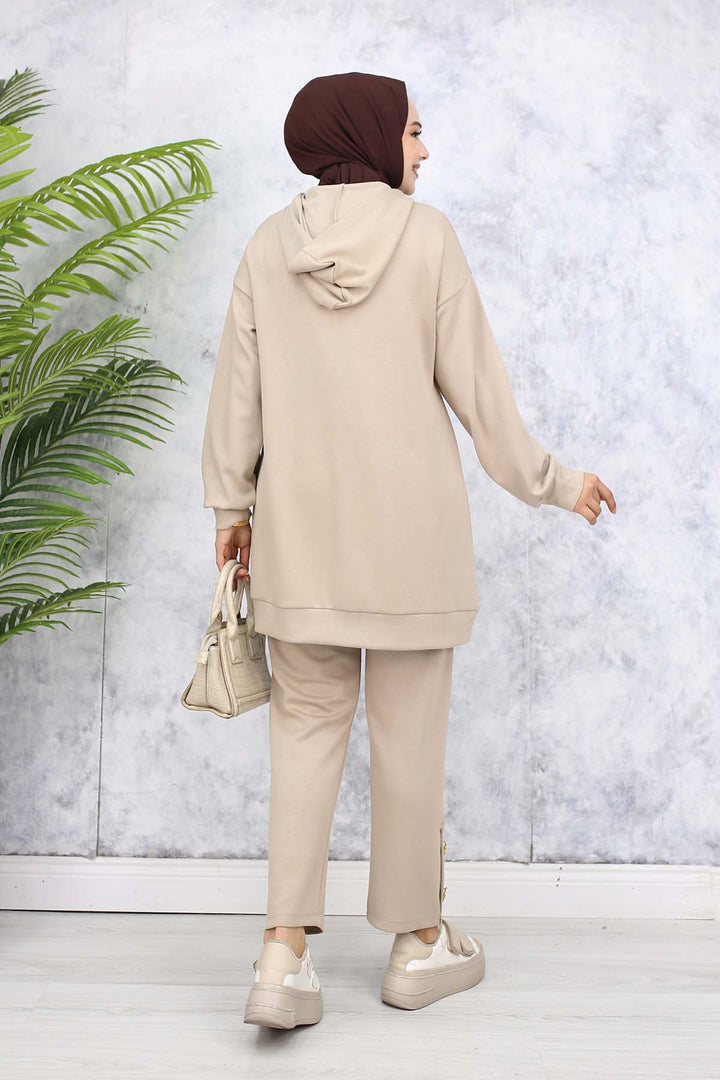 BNG Women Gold Accessorized Two-Piece Set Beige 4580 - Toretsk