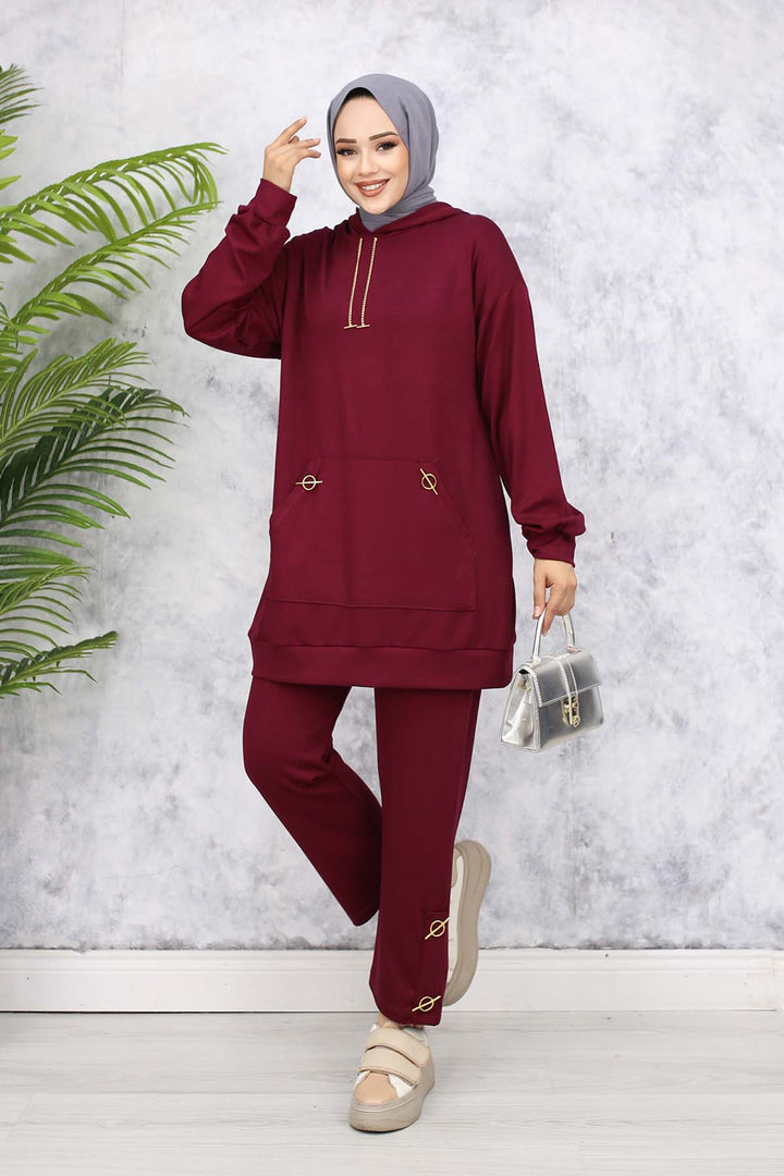 BNG Women Gold Accessorized Two-Piece Set 4580 Burgundy - Grants Pass