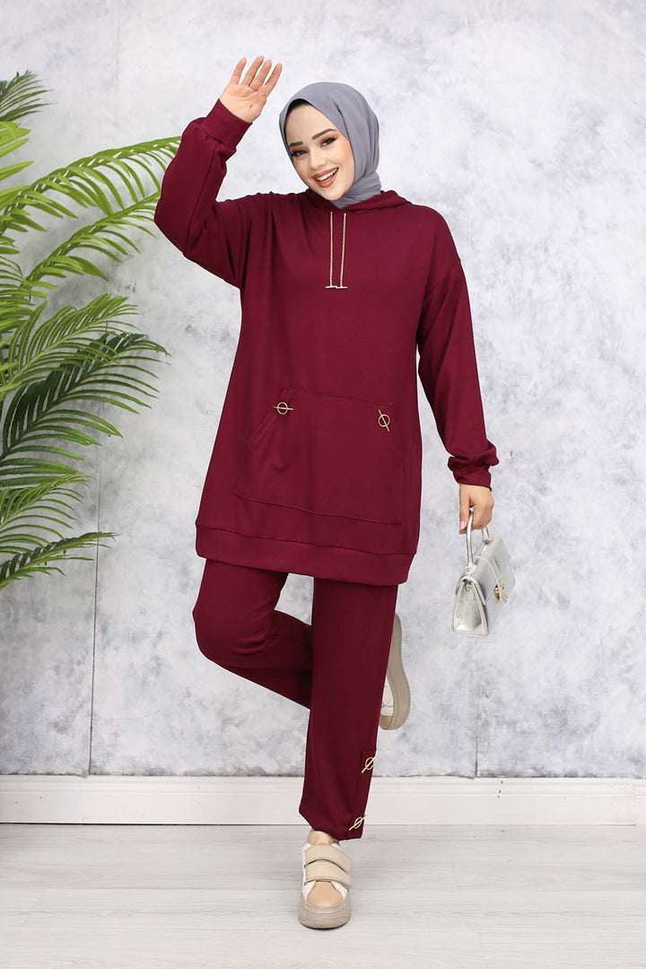 BNG Women Gold Accessorized Two-Piece Set 4580 Burgundy - Grants Pass