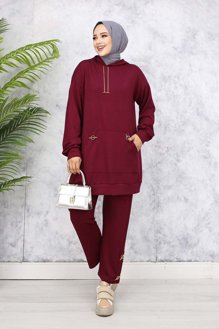 BNG Women Gold Accessorized Two-Piece Set 4580 Burgundy - Grants Pass