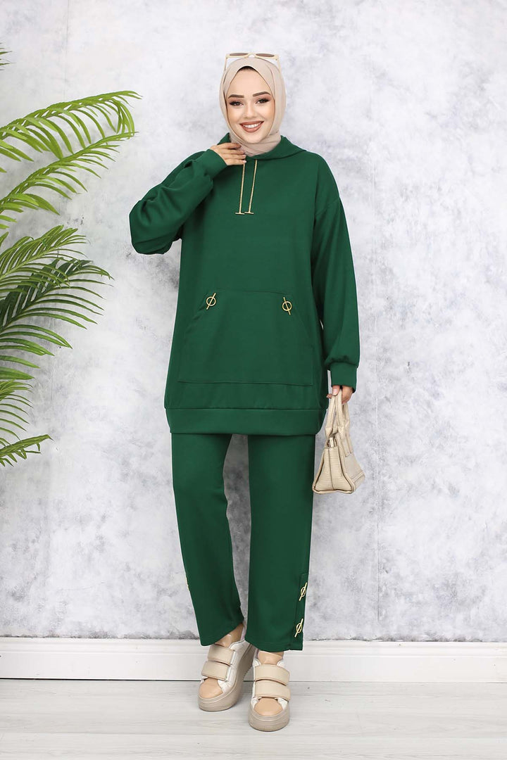 BNG Women Gold Aksesuarlı İkili Takım Zümrüt Yeşili 4580 - Ansbach